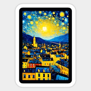 Vincent van Gogh starry night style city Sticker